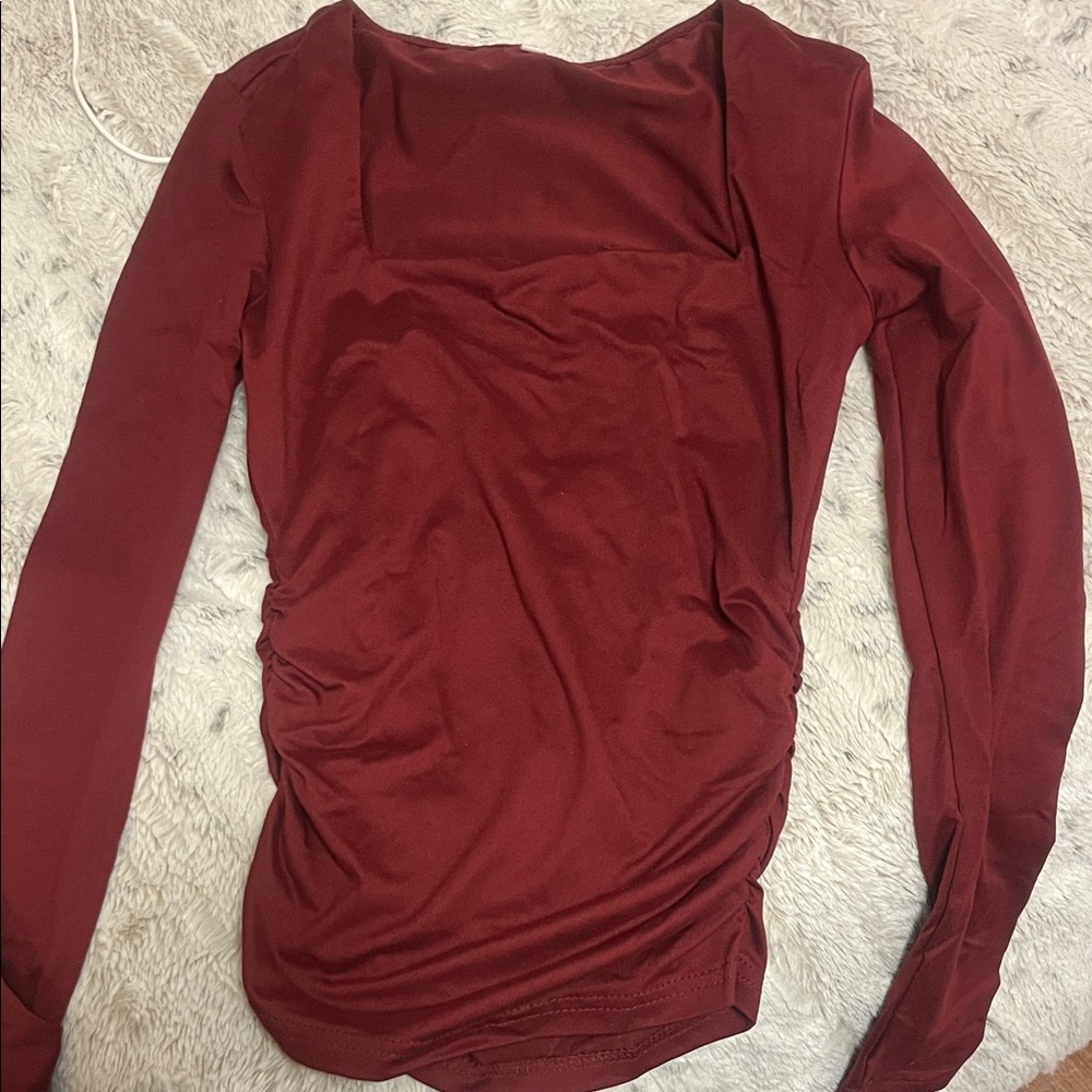 SHEIN Burgundy Long Sleeve Bodysuit